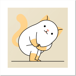 Yoga Cat Twisting Chair Pose Posters and Art